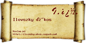 Ilovszky Ákos névjegykártya